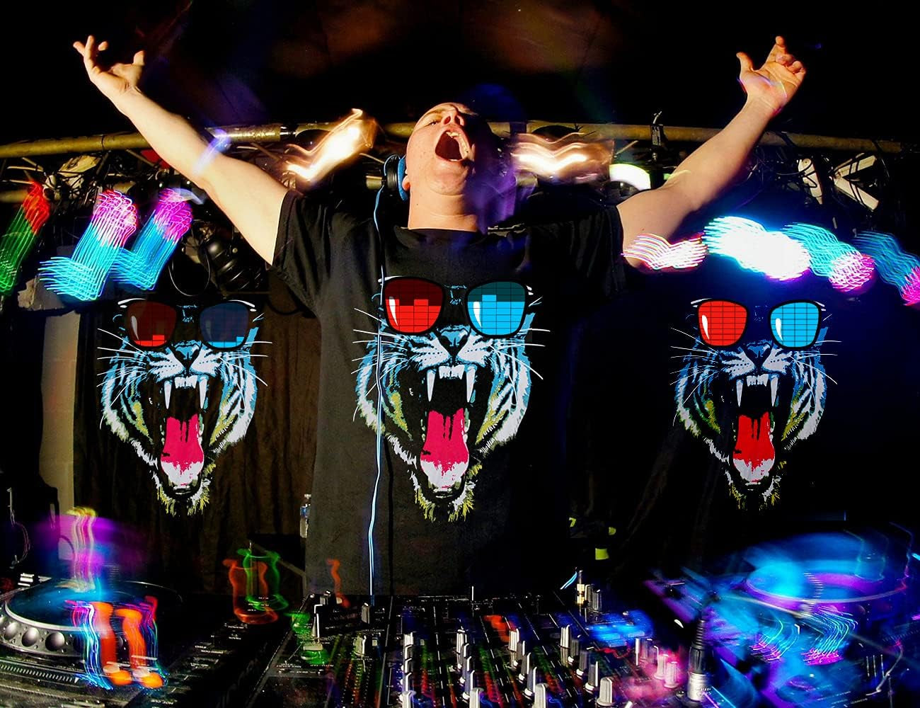 Sound-Activated LED T-Shirt with Equalizer Lights - Perfect for Parties!