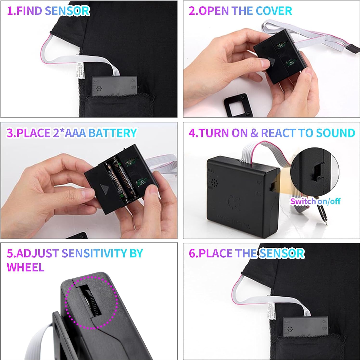 Sound Activated LED T-Shirt - Light Up Equalizer Design for Parties and Events